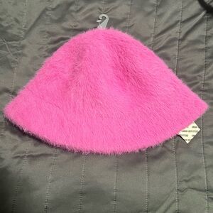 Urban Outfitters Pink Fuzzy Bucket Hat
